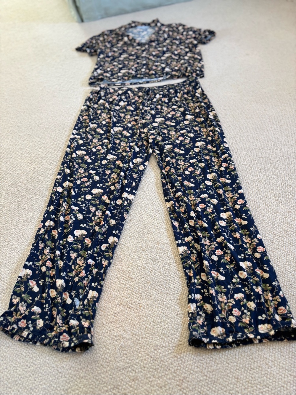 Hill House Marina Navy Floral Short Sleeve Pajama Set Cottagecore Large
